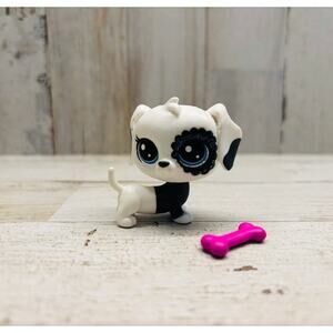Littlest Pet Shop LPS Dalmatian Puppy Dog and Bone EUC